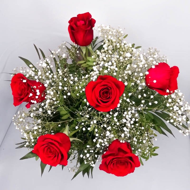 Ramo 6 rosas rojas y osito amor Amoroso